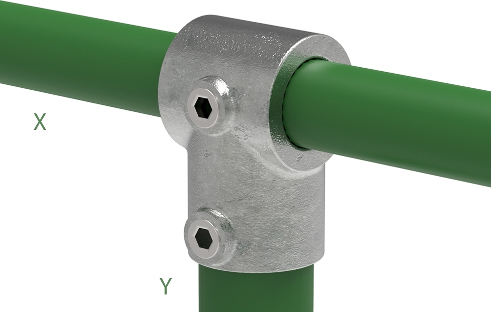 Rohrverbinder - T-Stueck kurz - 101B34-C42 - 33-7 mm; 42-4 mm - 1-; 1 1-4- - Feuerverzinkt u. Elektrogalvanisiert-101B34-C42