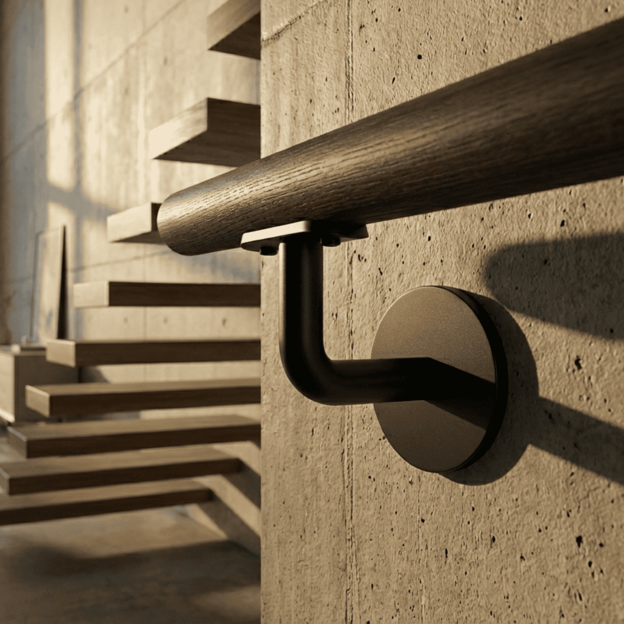 Design Handlaufhalter RAL 9005 Schwarz - V2A Edelstahl - Fuer Ø 42-4 mm Rohr - Unsichtbare Befestigung-11-7002-B-A.4