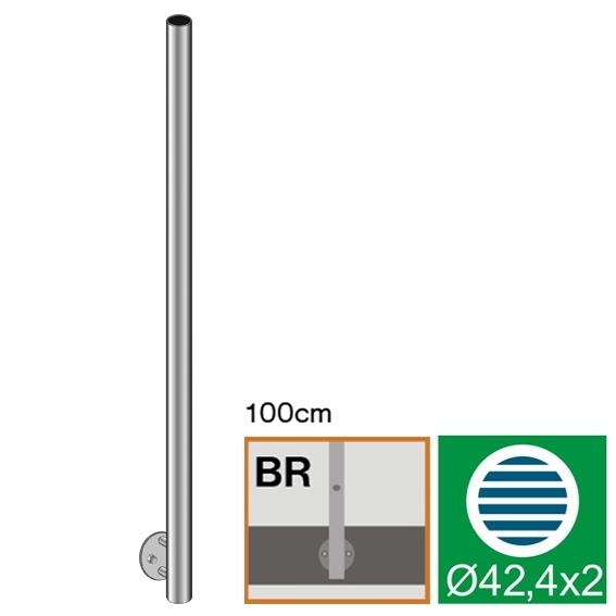 Gelaenderpfosten Edelstahl AISI 304 Ø 42-4 mm H 1000 mm geschliffen ohne Bohrungen-89-11AVERBR100-A.4