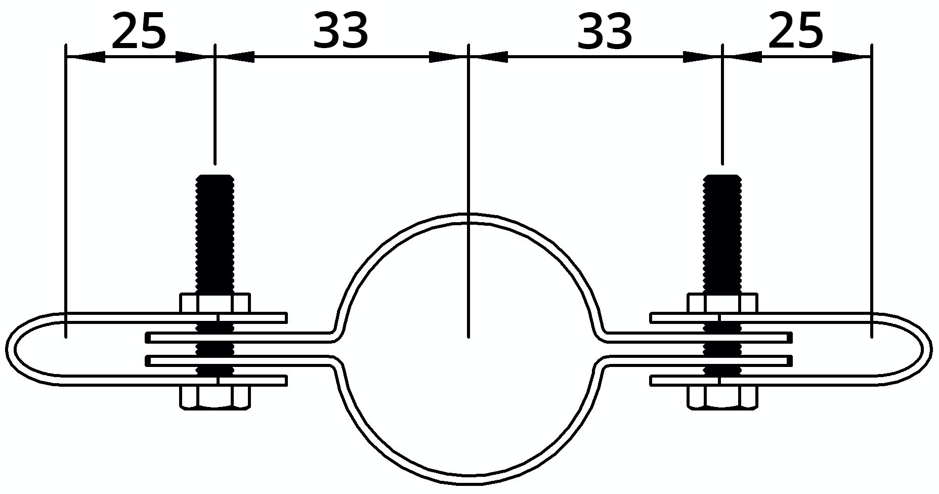 Rohrverbinder - Gitterhalter doppelt - 171C42 - 42-4 mm - 1 1-4- - Feuerverzinkt u. Elektrogalvanisiert-171C42