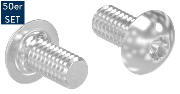 Linsenkopfschrauben Set V2A M4x8 Innensechskant fuer Nutrohr 42-4 mm -50 Stk-88-1158344-240-8.P50