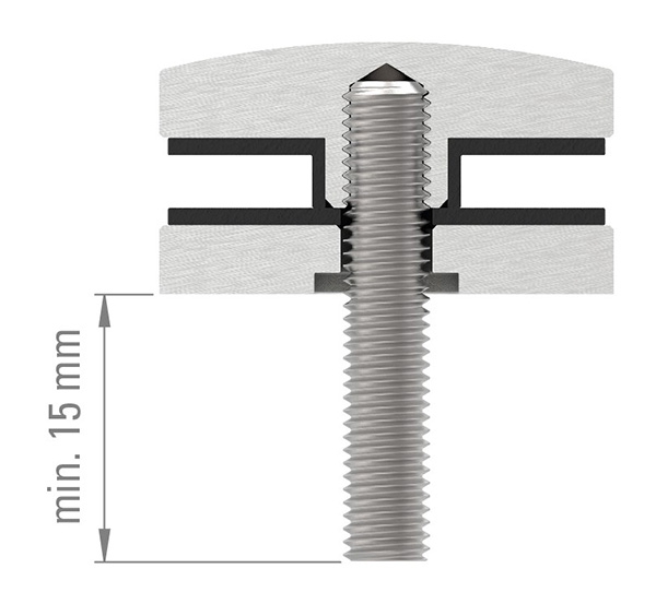 Glaspunkthalter Ø 52 mm fuer Anschluss- flach - Ø 48-3 mm V2A - V4A-10-GPH52-1.1