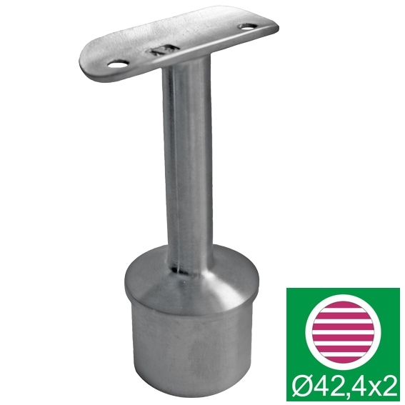 Handlaufhalter Edelstahl AISI 316 fuer Pfosten D42-4x2 mm Handlauf D42-4 mm Schliff-89-11A140710242-A.4