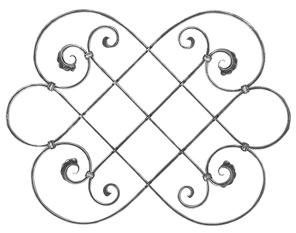 Mittelelement - Schwerbarock - Masse- 600x780 mm - Material- 16x8 mm- gerillt - Stahl S235JR- roh-30-1829.8