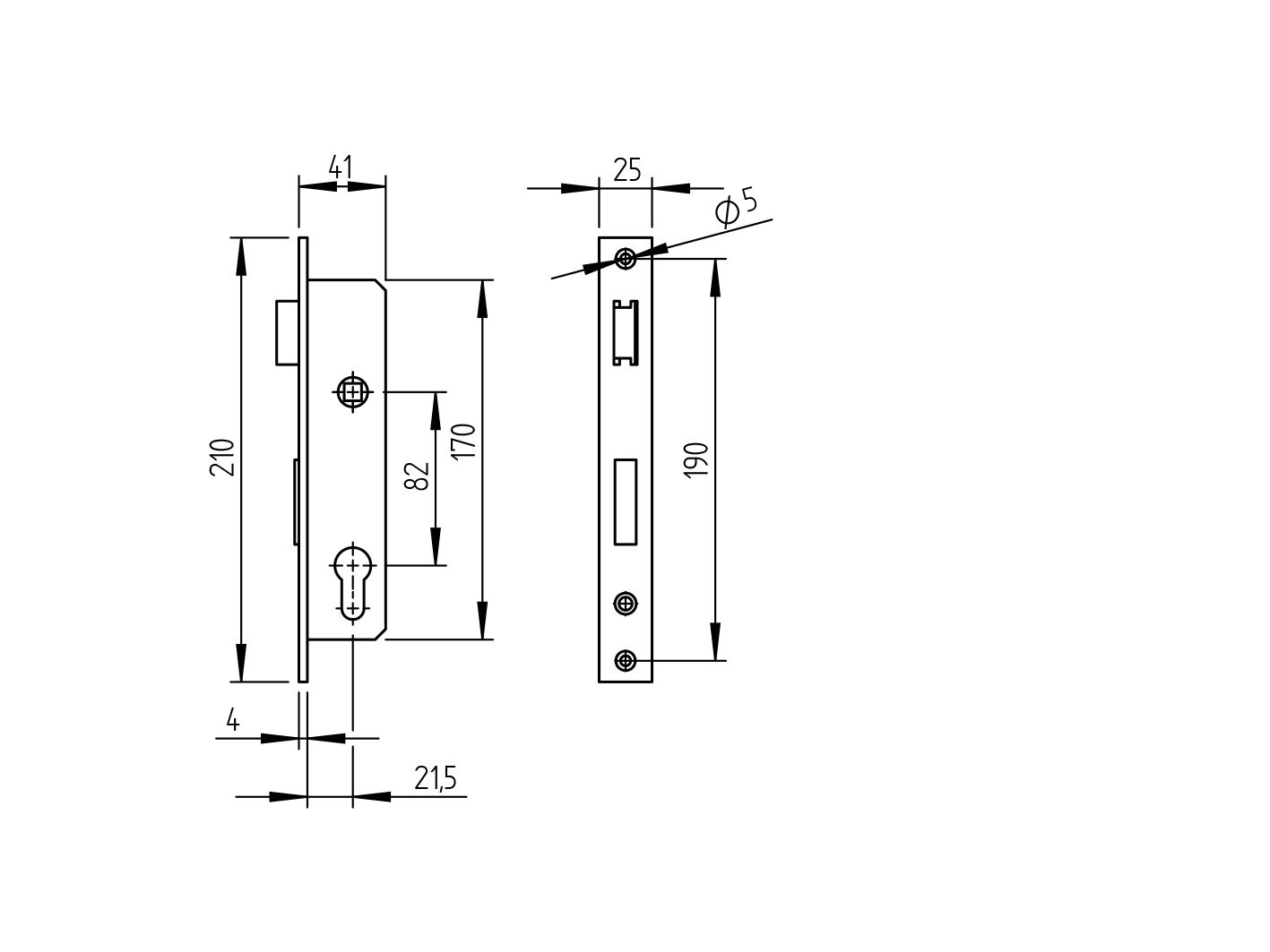 Einsteckschloss Stahl Dorm 25-5 mm Abstand 82 mm fuer JP 40x40 mm verzinkt-89-11B130255X82-A.4