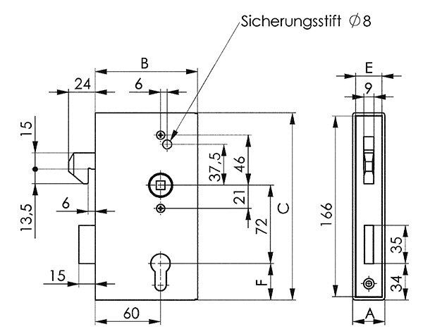 Kastenschloss verzinkt 50 x 94-5 x 173 mm Hakenschloss-88-113843.S50
