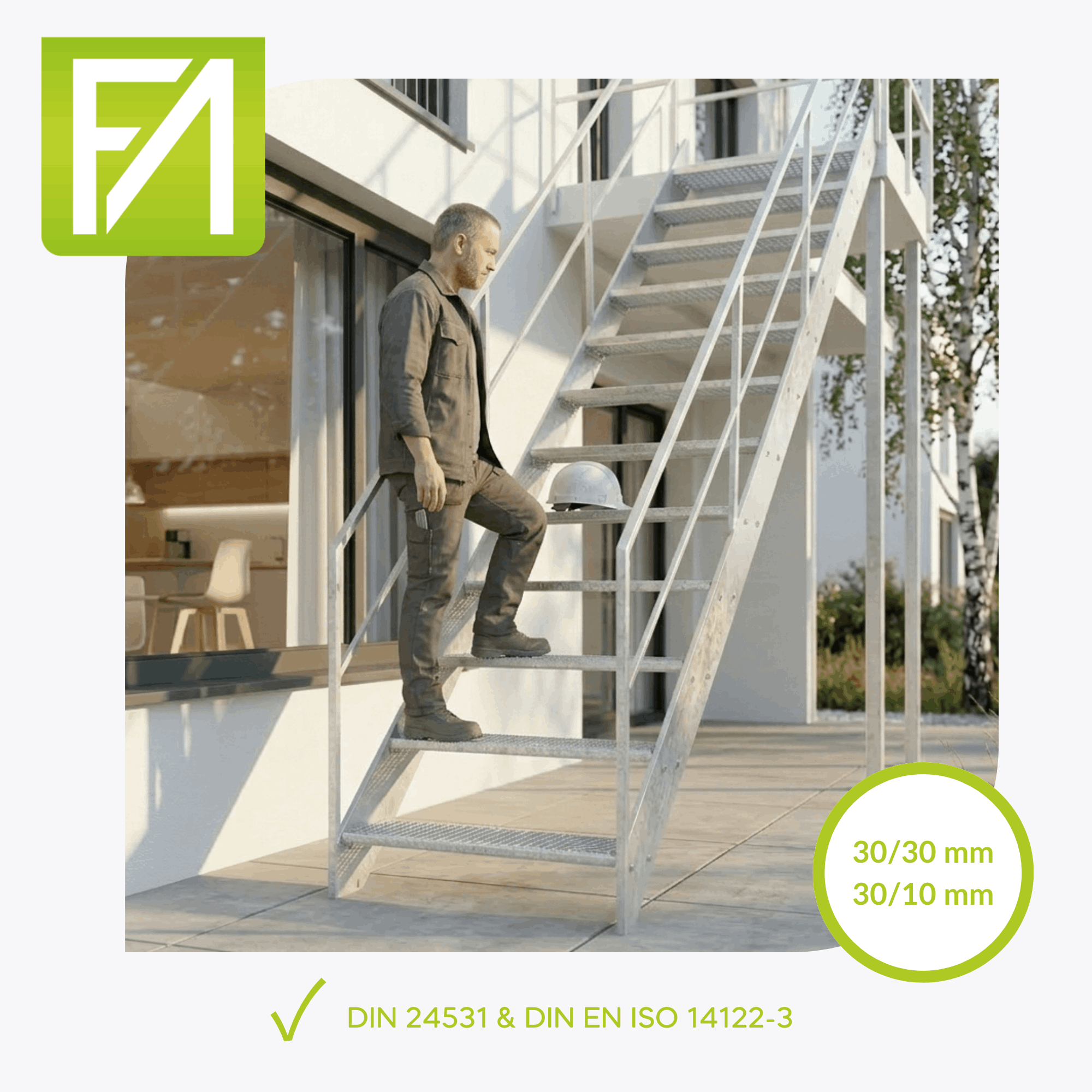 Gitterroststufe 600 x 240 MW 30-30 TS 30-1-5 Rutschhemmung R10-24-6024303015.7