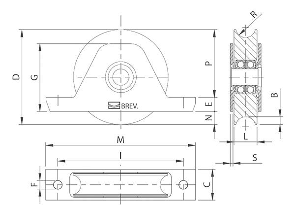 Schiebetorrolle- Ø 98mm- V2A-88-11338-100.VA
