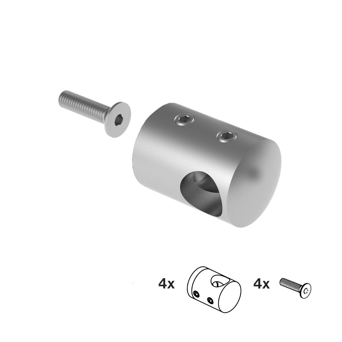 Fuellstabhalter Edelstahl AISI 304 d12 fuer Flachpfosten einstellbar SET4-89-11A0830000SET4-A.4
