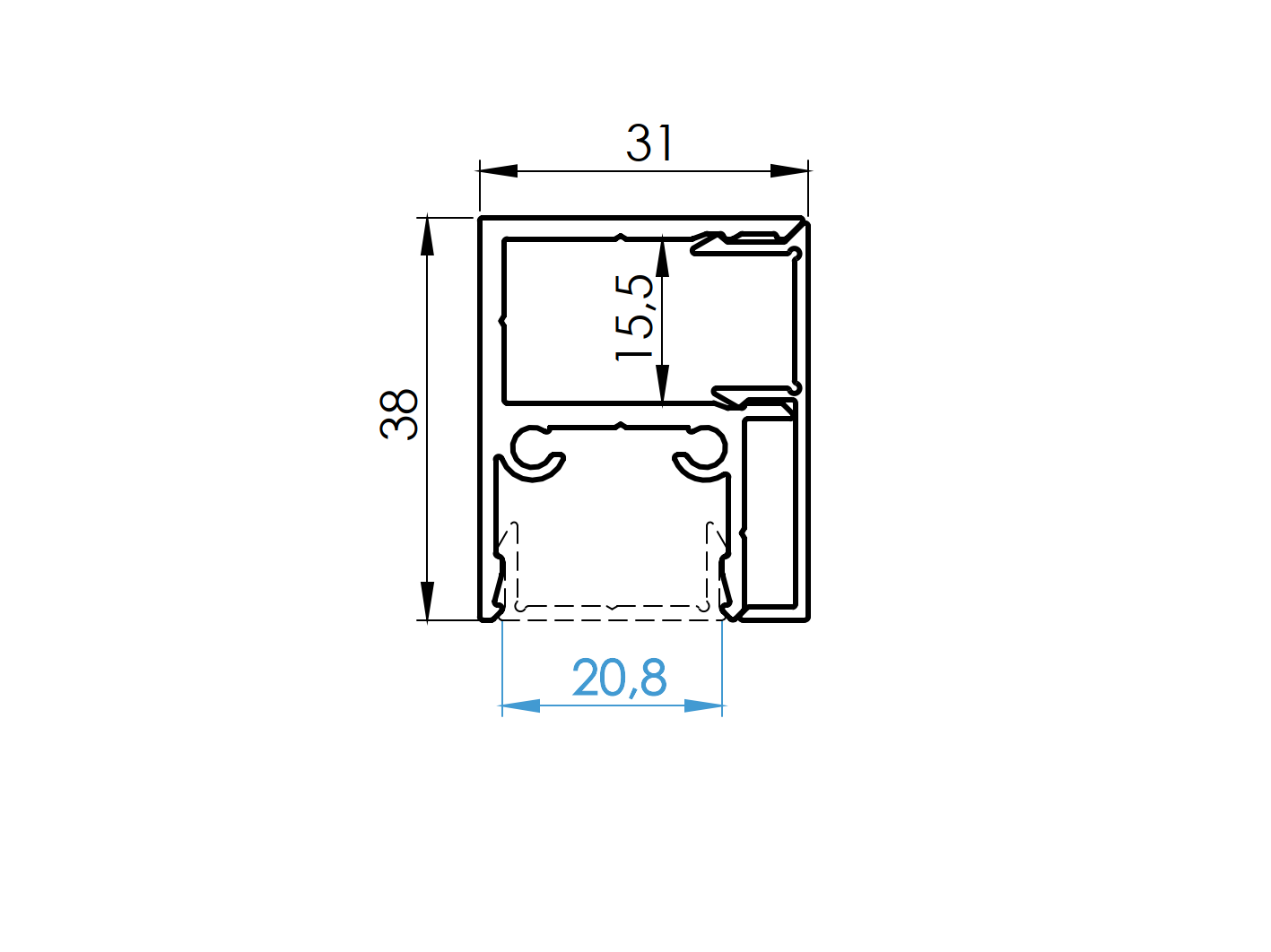 Zaunadapter Aluminium 6000 mm fuer 6-8 mm Glas 20 mm Fuellung Anthrazit RAL 7016-89-11FGA20G6000R7016-A.4