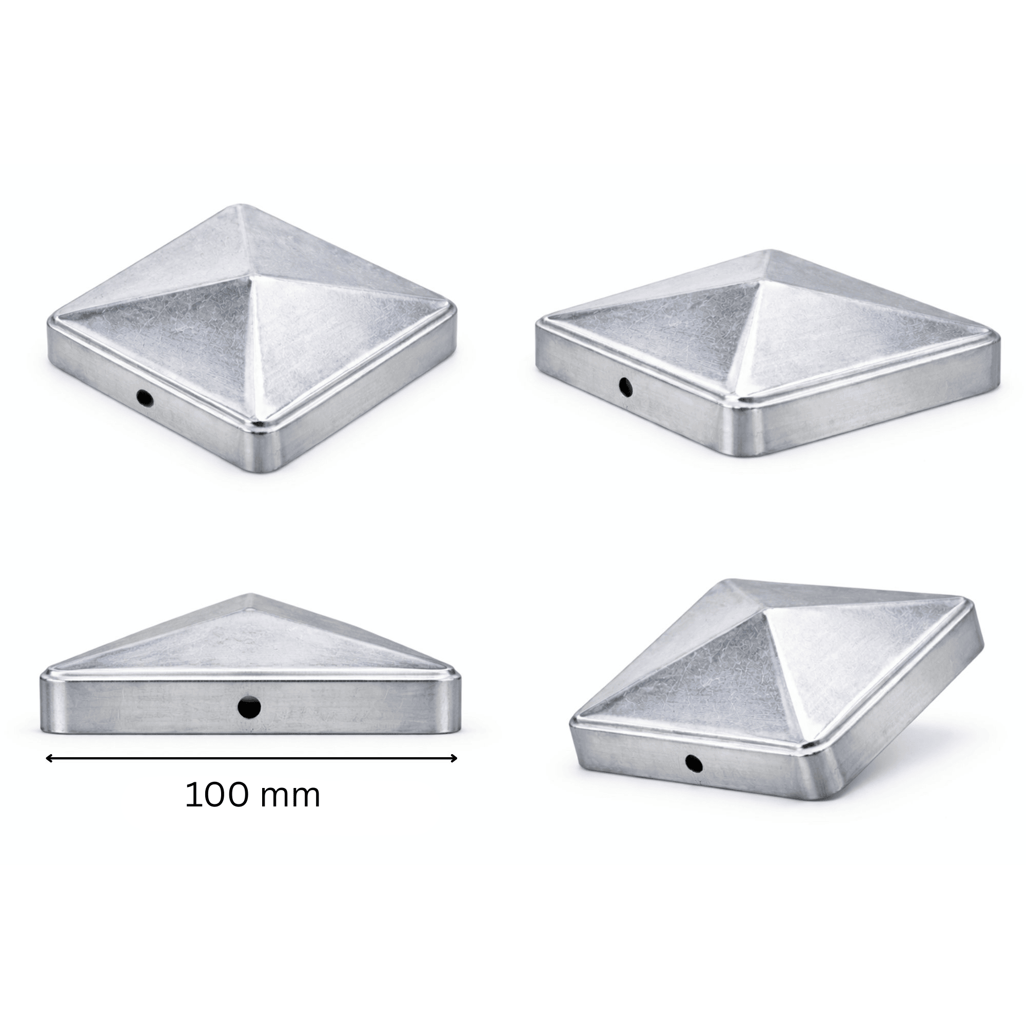 Pfostenkappe 100x100 mm Stahl verzinkt – 10er Set fuer Holzpfosten inkl. Schrauben-60220-100-011
