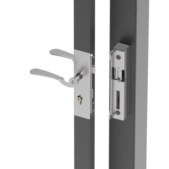 Torschloss-Set Stahl 60x40 mm elektrisch B1-18-89-11BR60X40SETE-A.4