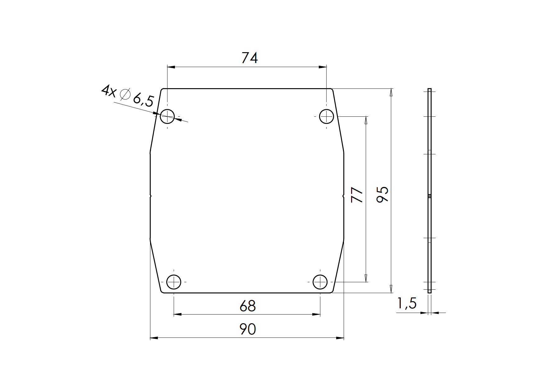Endkappe fuer Laufschiene Stahl verzinkt fuer Profil 90 x 95 mm-89-11H4090X95P-A.4