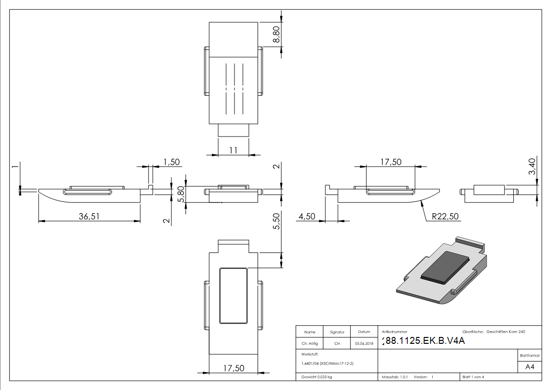 Sichtschutz Sicherungsboden EK Mod- 25- in V4A-88-1125-EK-B.V4A