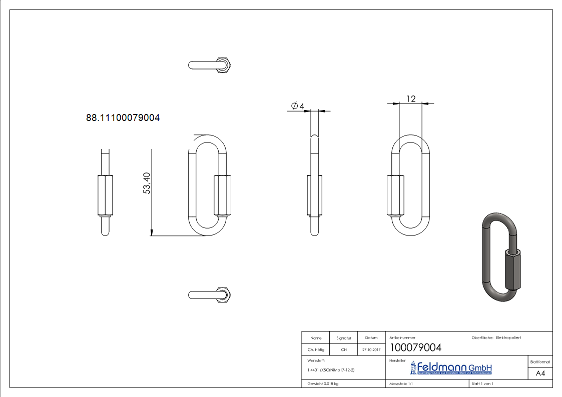 Schraubverbinder lang- 4mm- V4A-88.11100079004