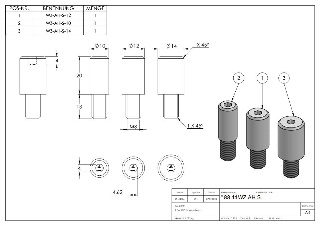 Stifte-Set - Ø 10mm- 12mm- 14mm- fuer Ausrichthilfe-88-11WZ-AH.S