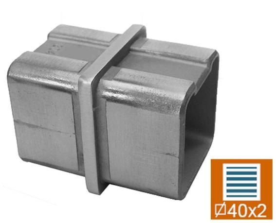 Verbindungsmuffe Edelstahl AISI 304 fuer 40x40x2 mm Vierkantrohr geschliffen-89-11A4790040-A.4