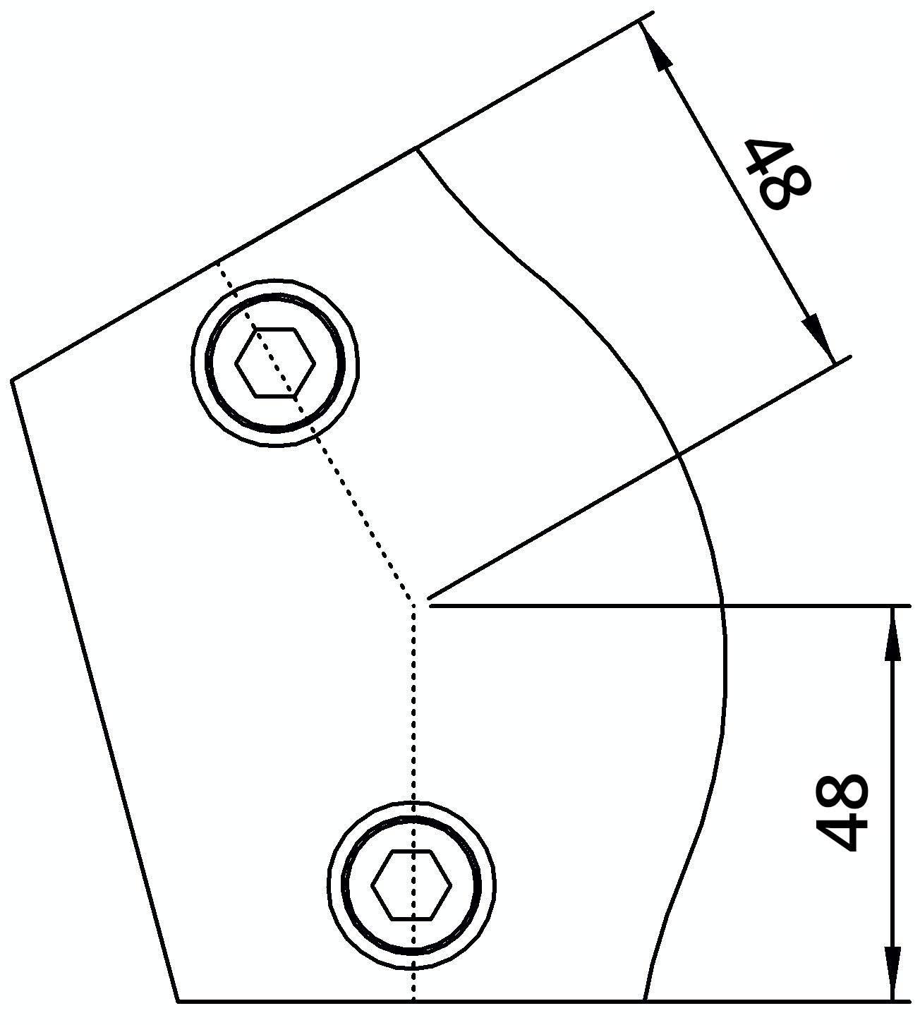 Rohrverbinder - Bogen variabel 15-60° - 124C42 - 42-4 mm - 1 1-4- - Feuerverzinkt u. Elektrogalvanisiert-124C42