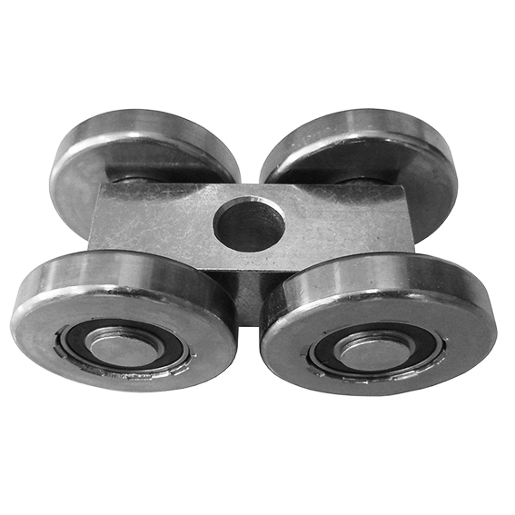 Vierraedriger Rollenapparat Stahl verzinkt fuer Laufprofil 70x60 mm bis 400 kg-89-11H0870X60S-A.4
