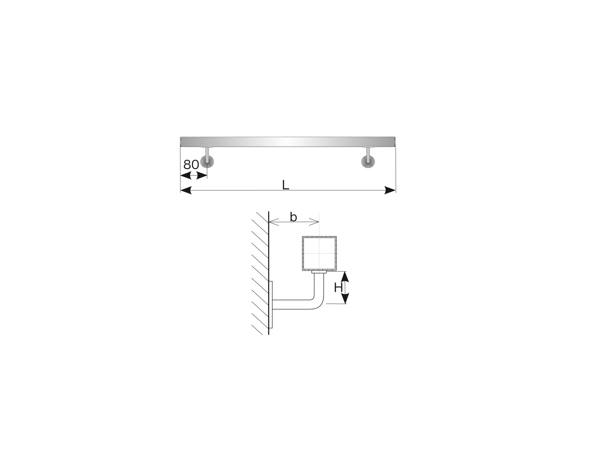 Edelstahlhandlauf AISI 304 40 x 40 mm 3000 mm lang geschliffen-89-11AJPM3000-A.4
