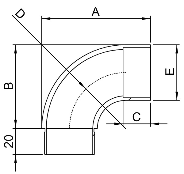 Anschlussbogen 90° V2A fuer Rohr Ø 42-4 x 2-0 mm zum Stecken-11-3394.4