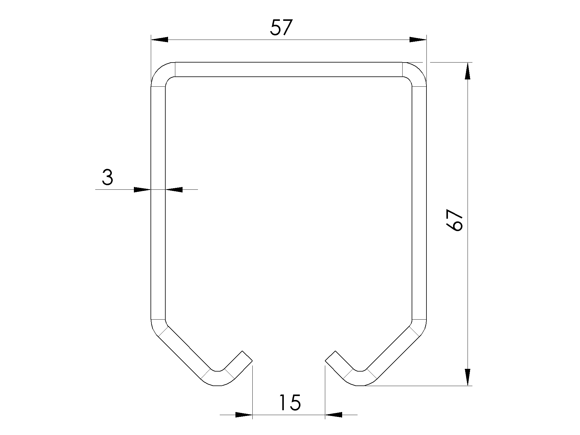 Laufschiene Stahl verzinkt 57 x 67 x 3-0 mm L=6000 mm-89-11H1857X67ZN6000-A.4
