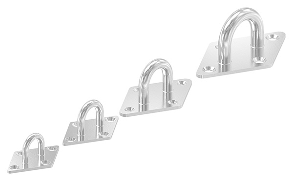 Befestigungsoese Edelstahl V4A Rundeisen Ø 6 mm quadratische Platte 4 Bohrungen-88.11100075006