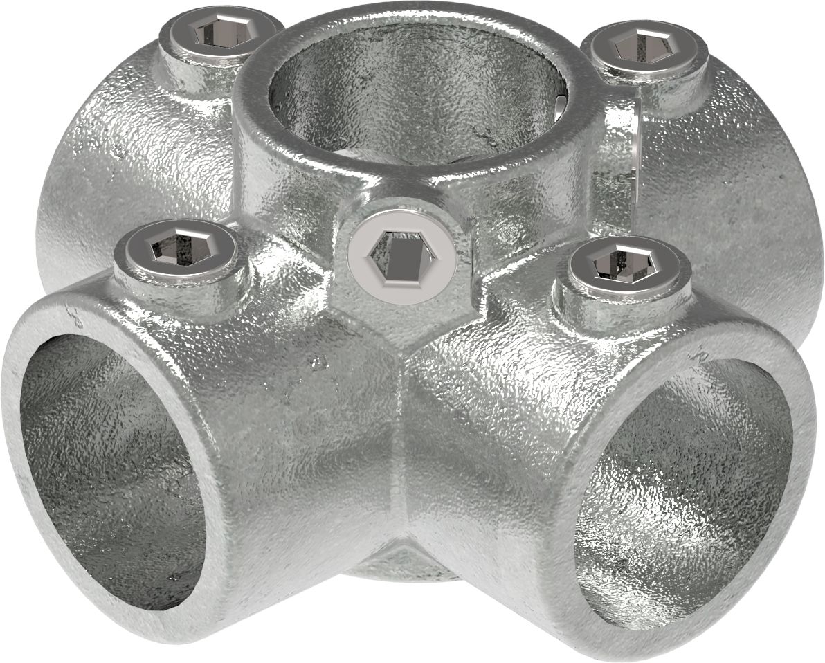 Rohrverbinder - Kreuzstueck fuer Stuetzrohr - 158E60 - 60-3 mm - 2- - Feuerverzinkt u. Elektrogalvanisiert-158E60