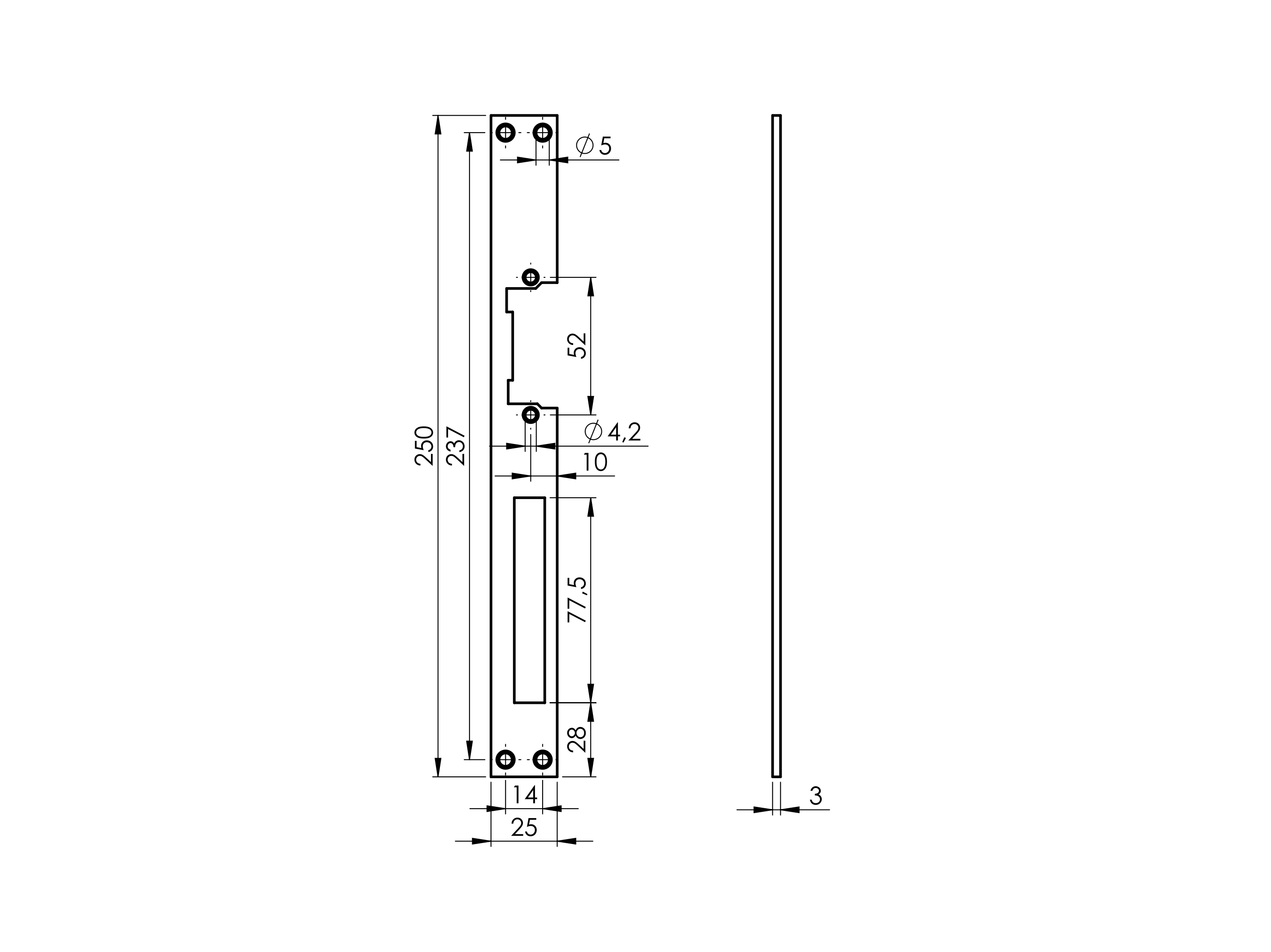 Schliessblech Edelstahl AISI 304 doppelseitig fuer Elektroschloss-89-11B818FP-A.4