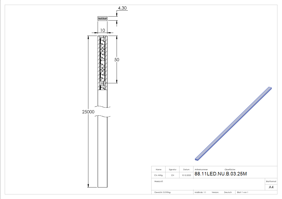 LED Streifen Silikon 25 m IP65 neutralweiss 4000K fuer Nutrohr-88-11LED-NU-B-03.25M