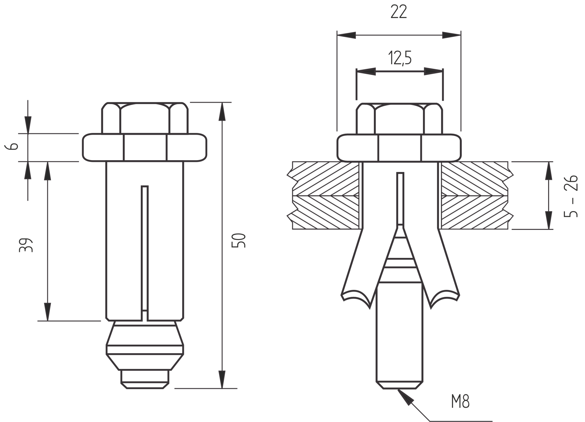 Stahlanker Boxbolt Stahl M8x50 verzinkt-89-11Q510BOXBOLTM8X50-A.4