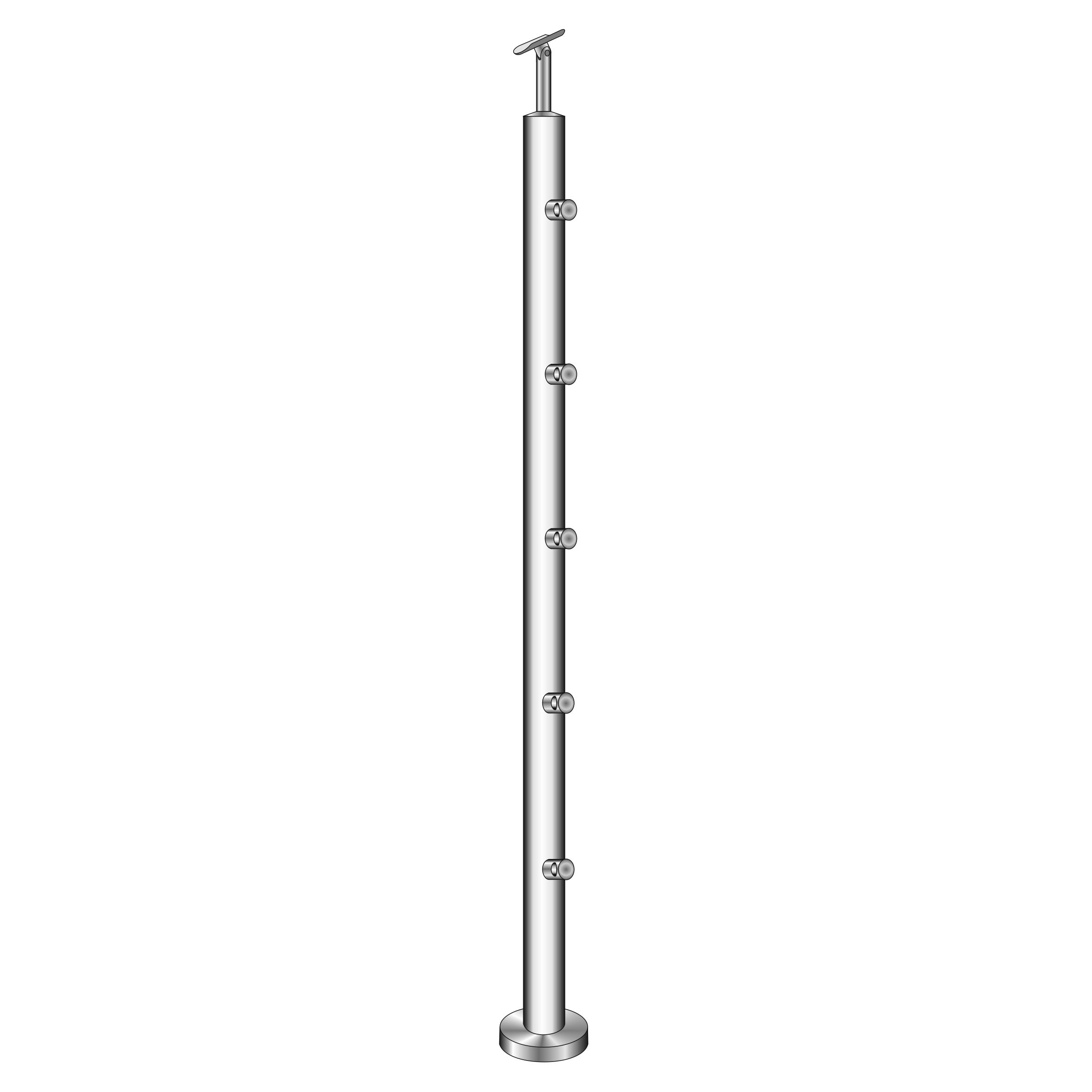 Gelaenderpfosten V2A D 42-4 mm 1000 mm Topmontage Treppe 5 Fuellstabhalter D 12 mm-14-0075RR-A.4