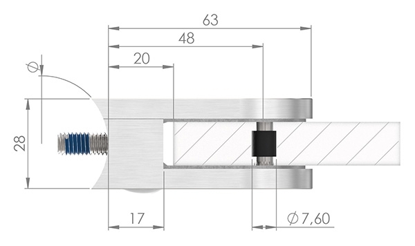 Glasklemme 63x45x28 mm AbZ fuer Anschluss Ø 42-4 mm Zink-10-2242ABZ.3