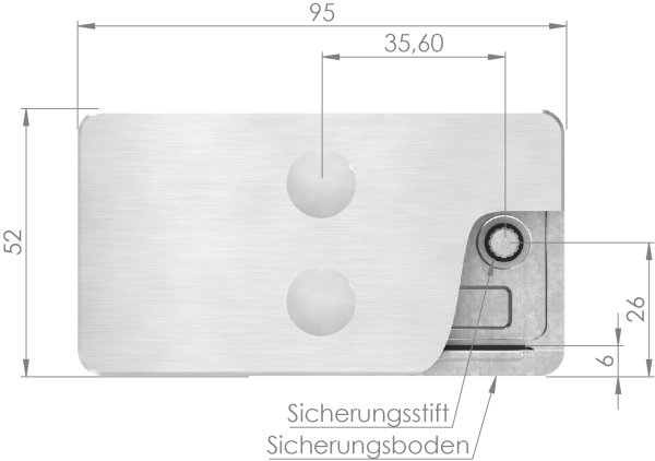 Sichtschutz Mittelglasklemme Edelstahl V2A -1-4301- eckig Mod- 26-88-1126-MK.V2A