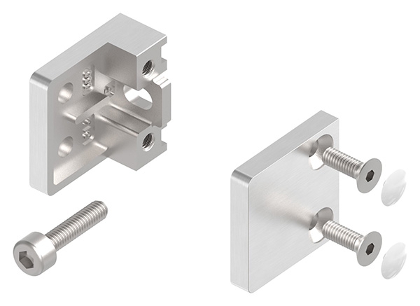 Glasklemme 30x30x18 mmØ 26-9 mm- fuer 8-00 mm ESG Glas-10-MODELL22-2.7