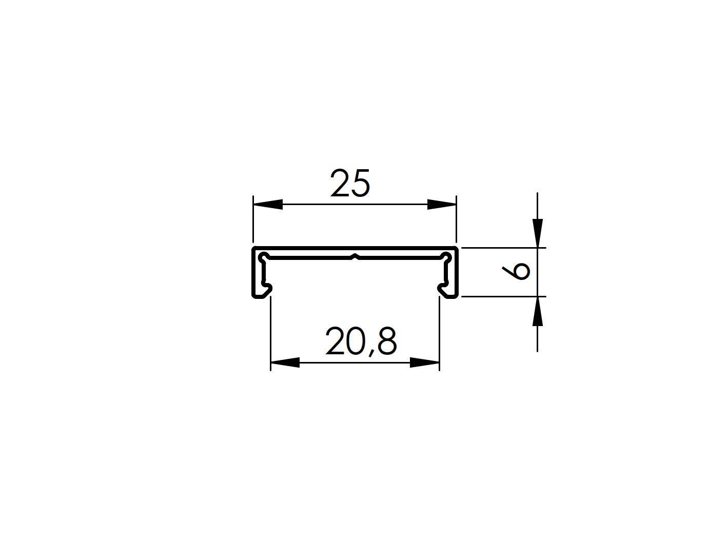 Fassadenleiste Aluminium 25x6 mm- 6000 mm- Rohzustand-89-11FGAL25X66000N-A.4