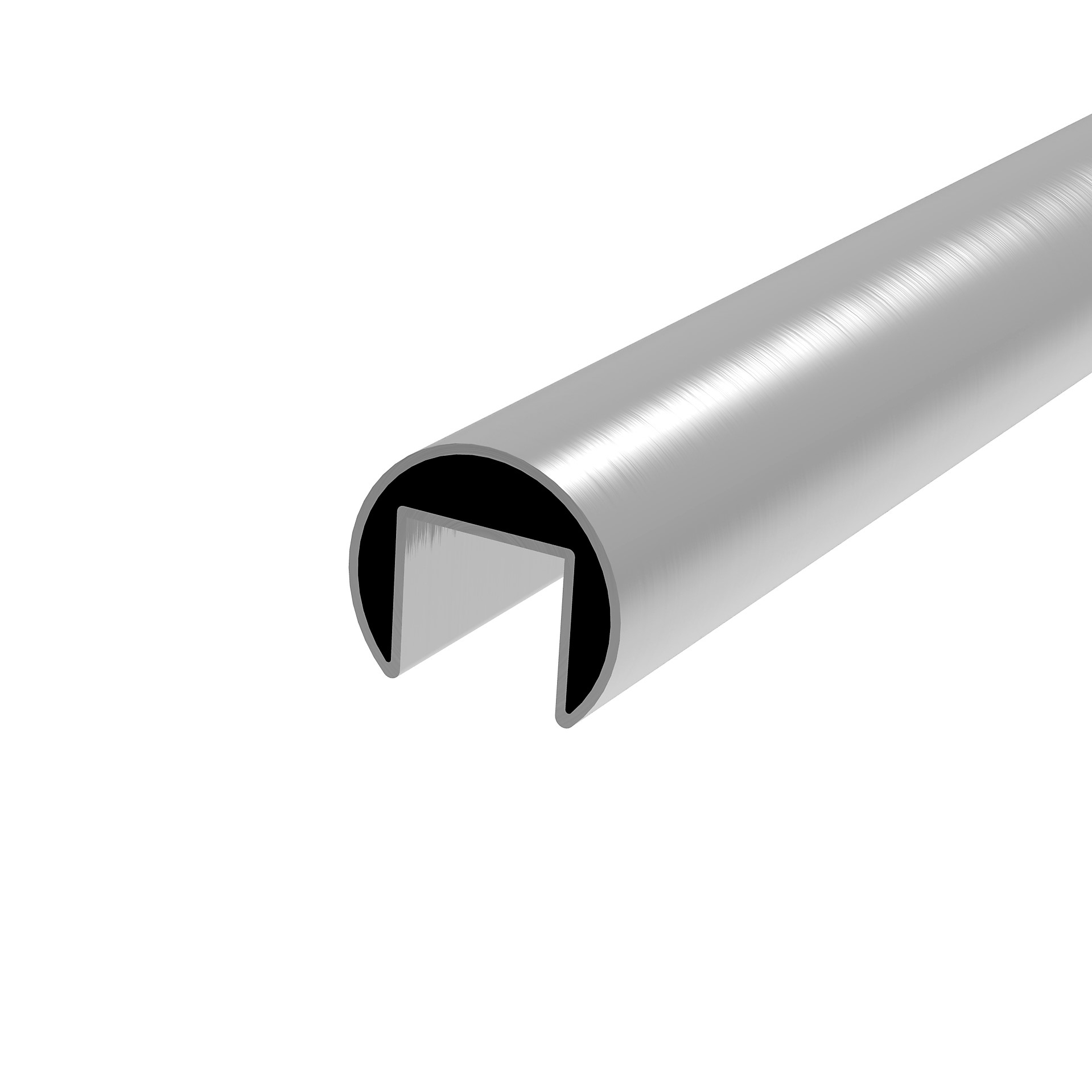 U-Profil Handlauf Edelstahl V2A Ø 42-4 x 1-5 mm fuer Glas mit LED-Nut 2500 mm-89-11A6925042-A.4
