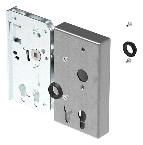 Schlosskasten - fuer 2 Profilzylinder - Masse- 30x94x172 mm - Stahl S235JR- roh - AMF Artikel- 11163-30-3250.8