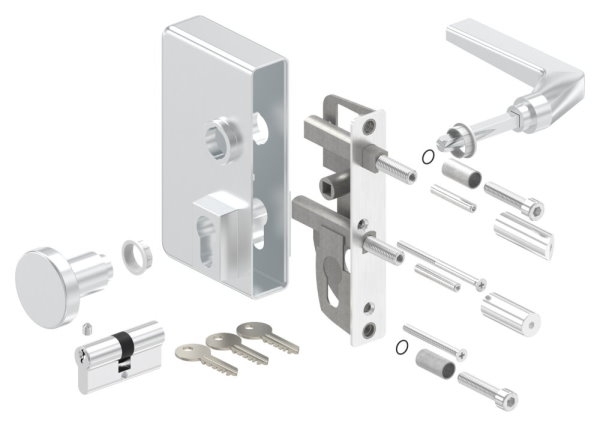 Gittertorschloss GTS 2 mit Anti-Panik-Funktion fuer Rohrstaerke 40-60mm- silber-88-1156702-ALU.SI