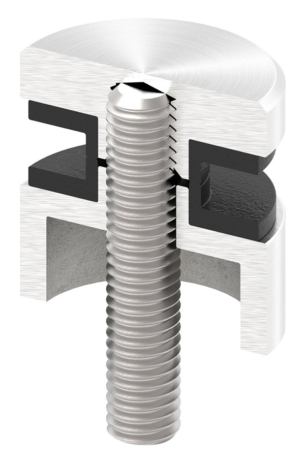 Glaspunkthalter Edelstahleffekt Ø 30 mm flach -Zink- – Glashalter innen-10-5000.2