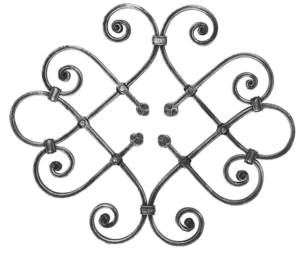 Schwerbarock - Masse- 405x480 mm - Material- 16x8 mm- gerillt - Stahl S235JR- roh-30-1828.8