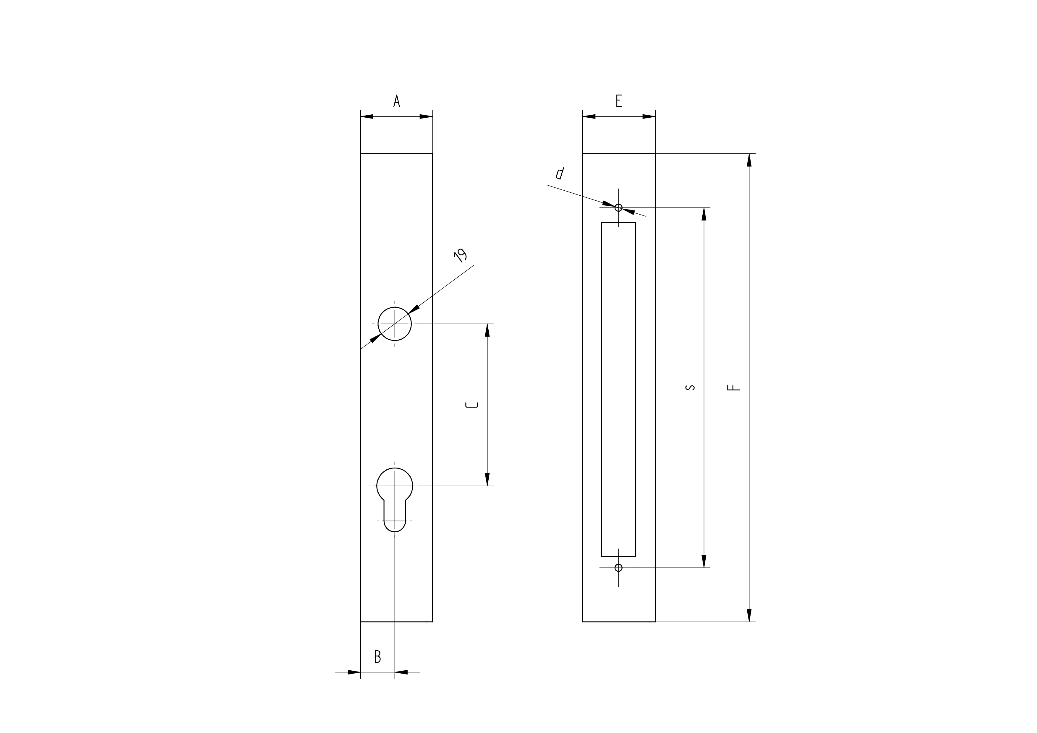 Profilschlosskasten Stahl 50x30 mm fuer Schloss B1-30-20x85 Roh-89-11B139J50X30-A.4