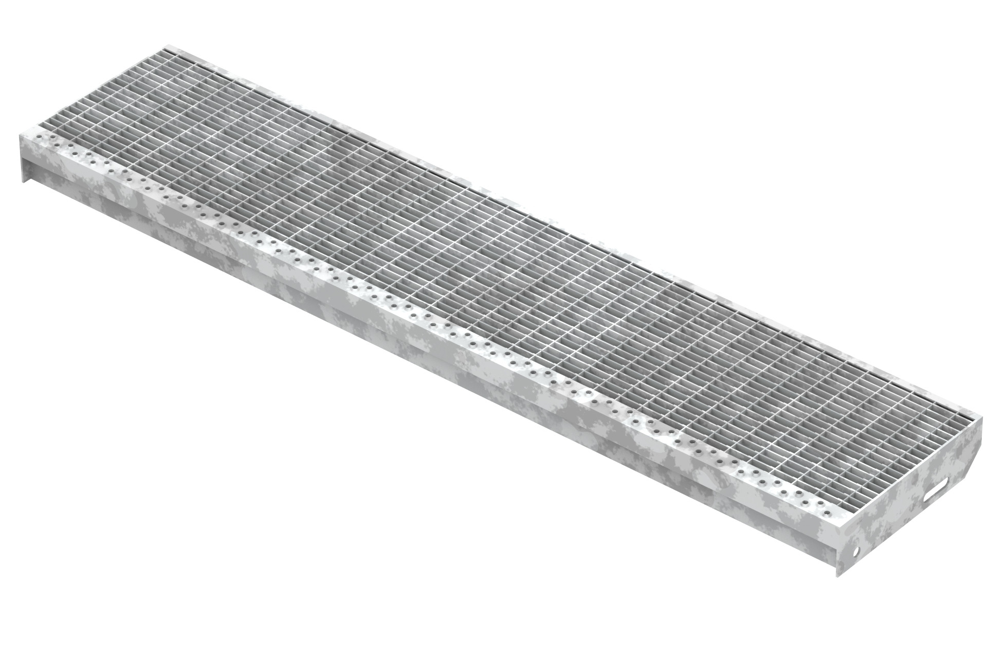 Gitterroststufe Treppenstufe Masse- 1250x270 mm 30-10 mm S235JR -St37-2- im Vollbad feuerverzinkt-40-1252731.7