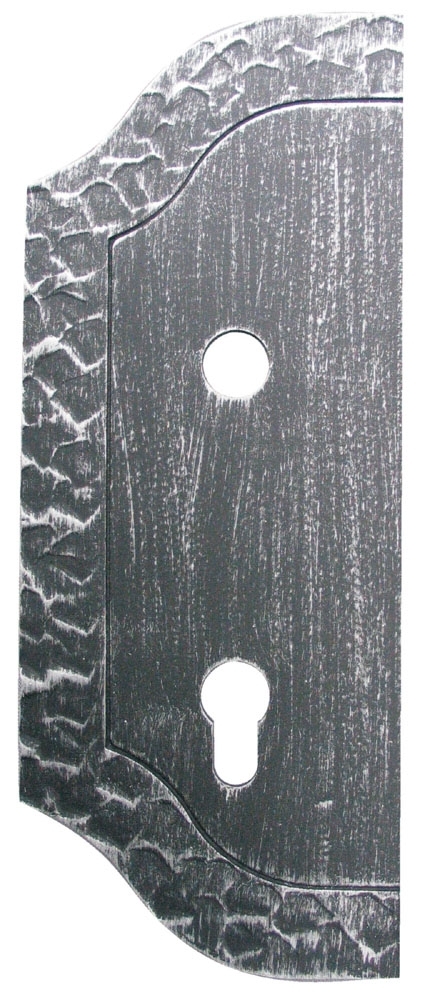 Schlossplatte Stahl 265x105 mm- Dicke 3 mm- Axial 90 mm- Loch Ø 19 mm- links dekoriert-89-11D114AL-A.4