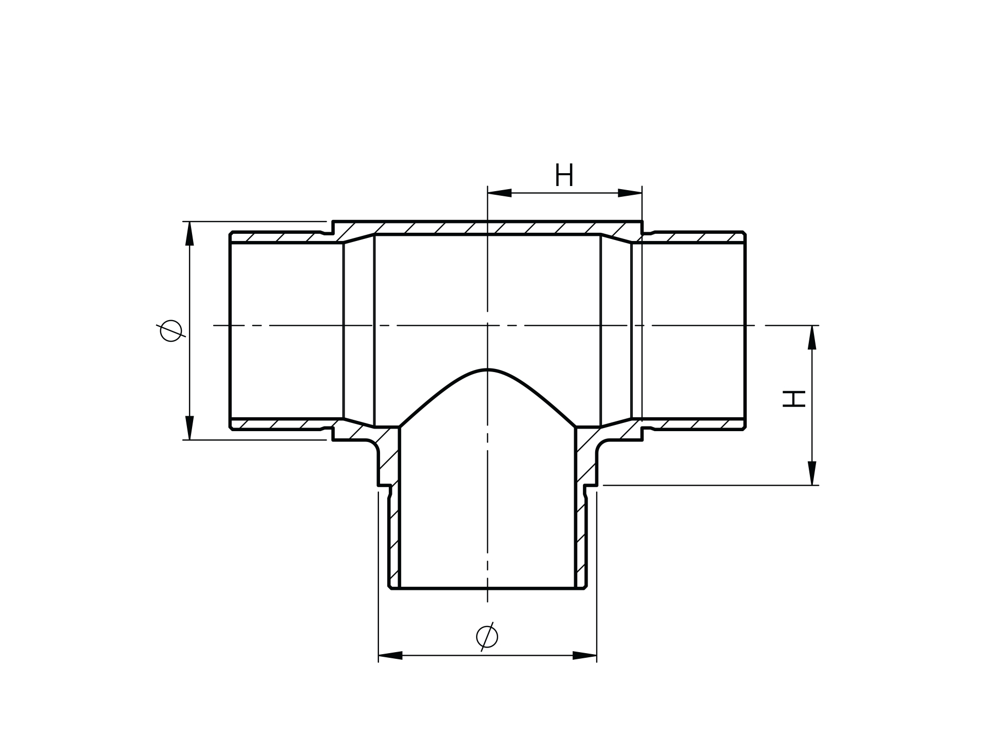 T-Stueck mit gleichen Abgaengen fuer Rundrohr Ø 42-4x2-0 mm V2A-11-3676-A.4