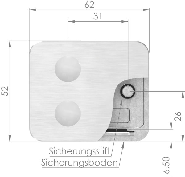 Sichtschutz Endglasklemme Edelstahl V2A eckig gerade-88-1126-EK.V2A