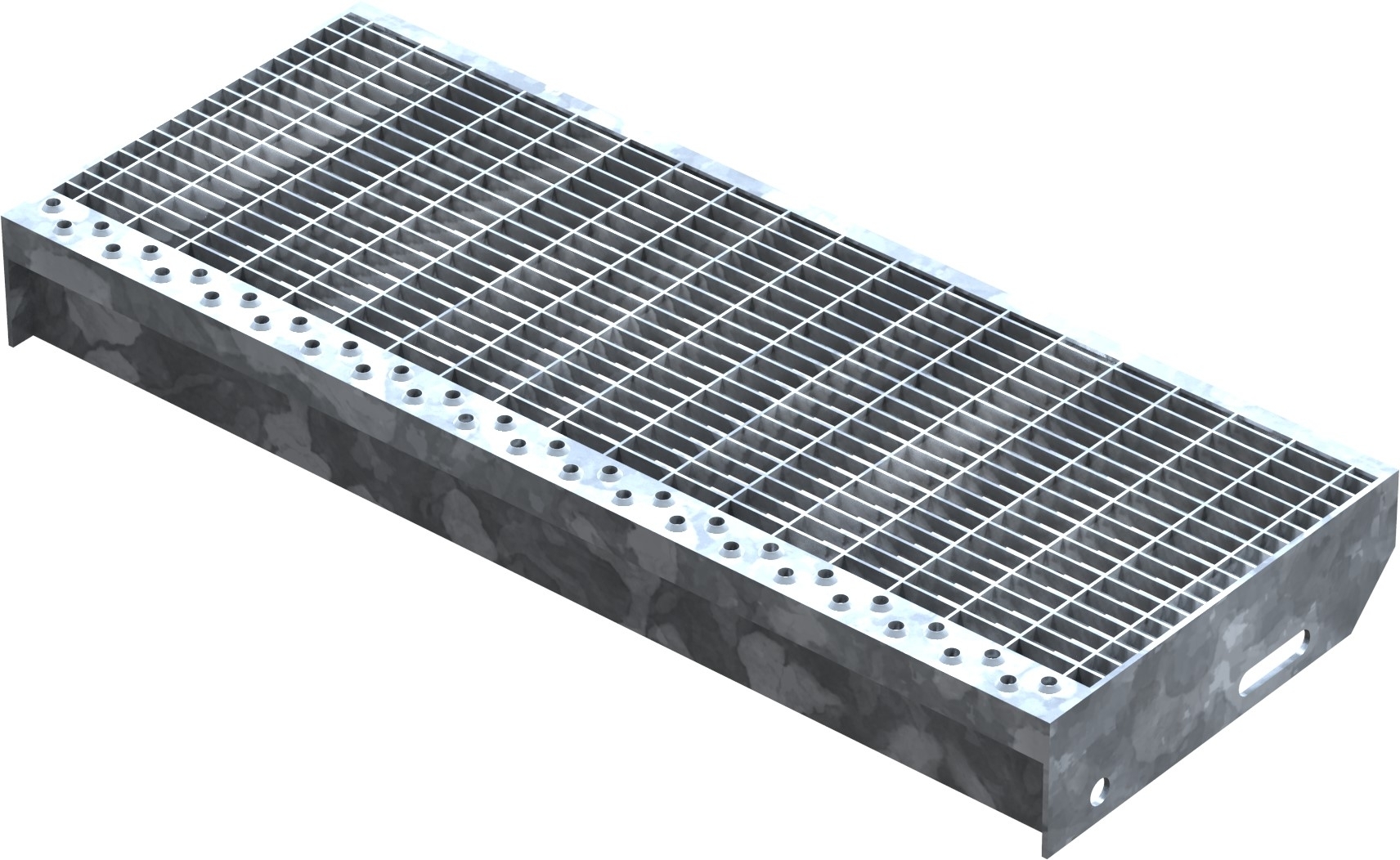 Gitterroststufe Treppenstufe Masse- 600x240 mm 30-10 mm S235JR -St37-2- im Vollbad feuerverzinkt-40-602431.7