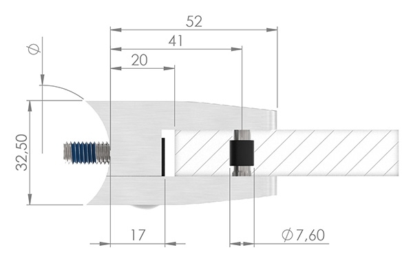 Glasklemme 52x52x32-5 mm AbZ fuer Anschluss Ø 42-4 mm Zink-10-3142ABZ.3