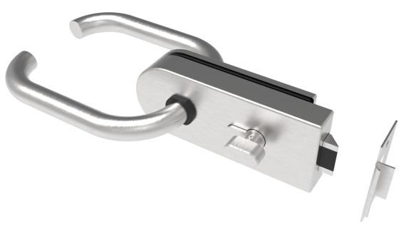 Glastuerschloss mit Drueckergarnitur PZ Edelstahl V2A fuer 8-12mm Glas-89-11GS304D207S-A.4