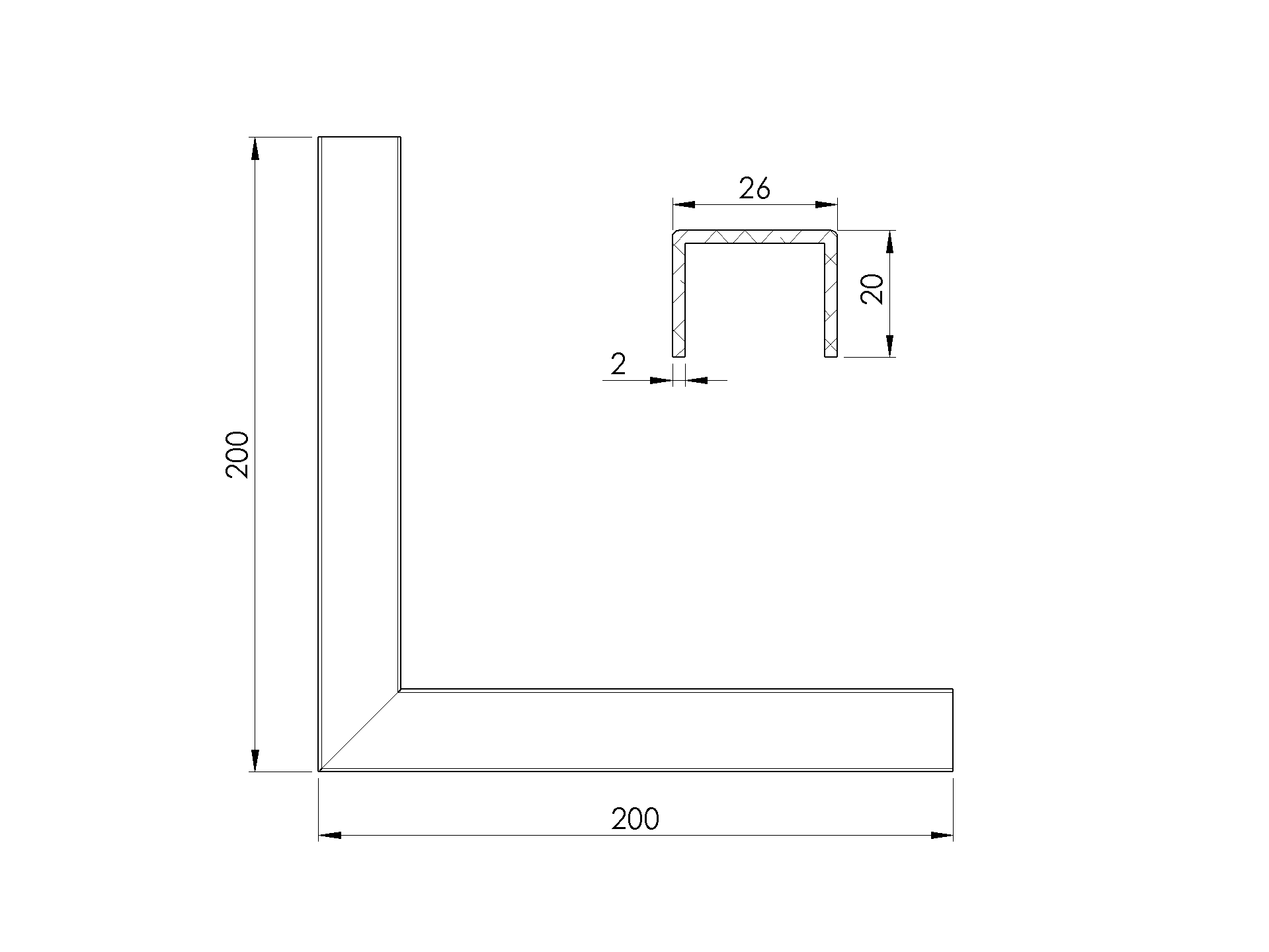 U-Profil Aluminium fuer Glas 20-00–21-52 mm L=200 mm eloxiert satiniert-89-11AL6901022G90SE-A.4